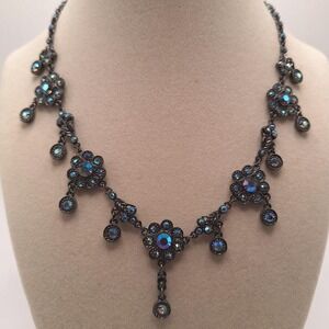 Vintage Jessica McClintock flower drop necklace Victorian Revival Edwardian Goth